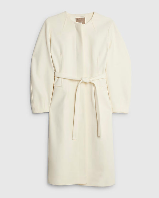 Cream Longline Belted Coat