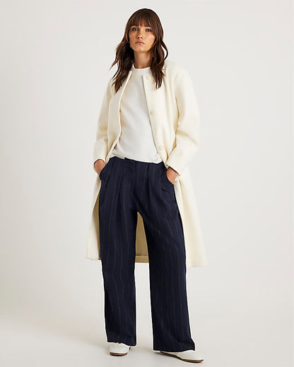Cream Longline Belted Coat