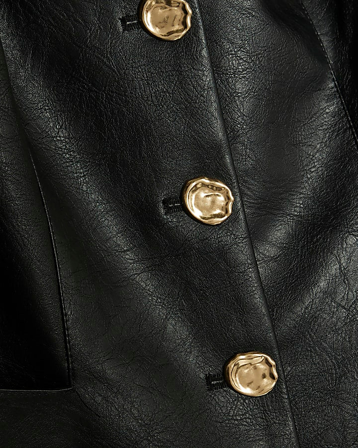 Black Button Up Collarless Jacket