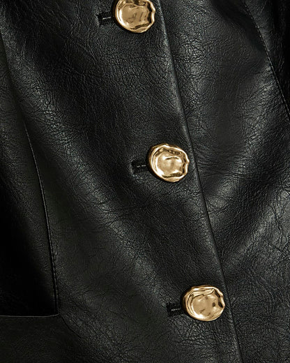 Black Button Up Collarless Jacket