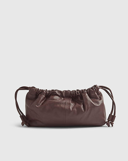 Red Leather Studded Crossbody Clutch Bag