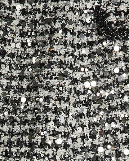Black Boucle Tailored Sequin Mini Skirt