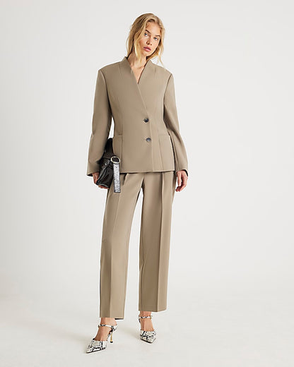 Beige Straight Leg Trousers