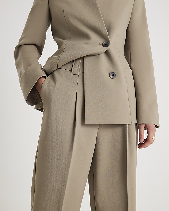 Beige Straight Leg Trousers