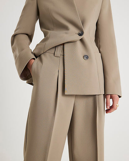 Beige Straight Leg Trousers