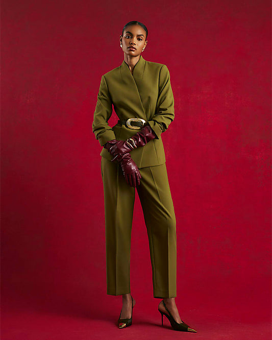 Green Straight Leg Trousers