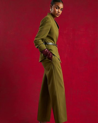Green Straight Leg Trousers