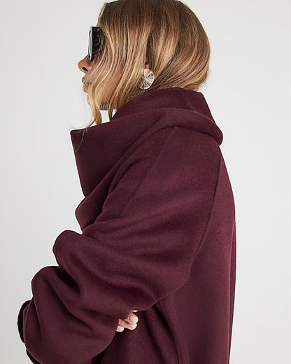 Red Handmade Wool Blend Scarf Coat