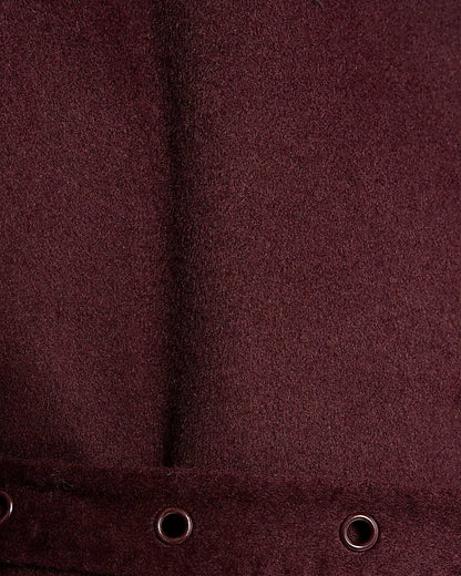 Red Handmade Wool Blend Short Belted Jacket