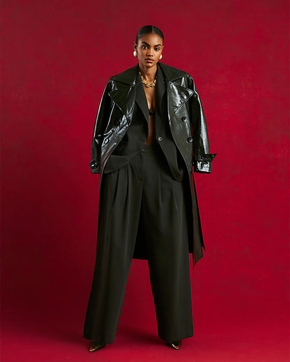 Green Wide Leg Tailored Trousers