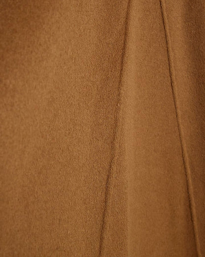 Brown Premium Godet Wool Blend Midi Skirt