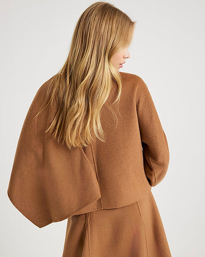 Brown Wool Blend Scarf Top
