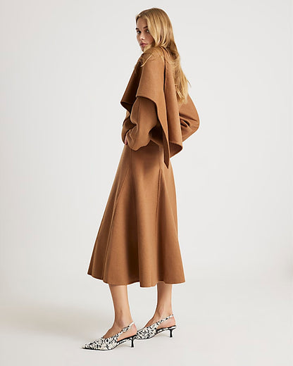 Brown Wool Blend Scarf Top