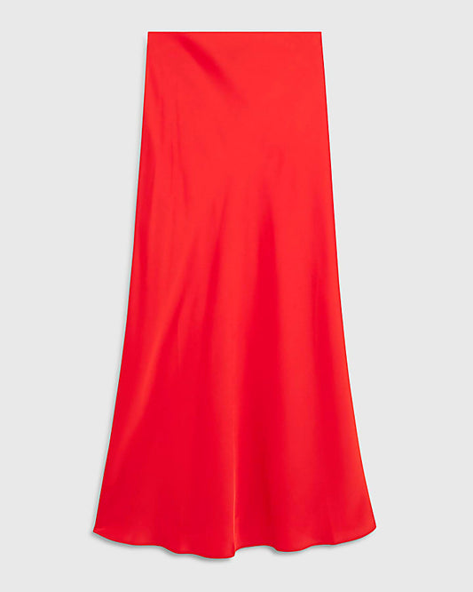 Red Satin Maxi Skirt