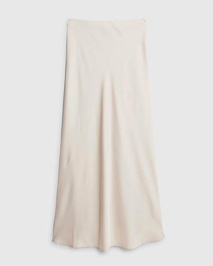 Cream Satin Maxi Skirt