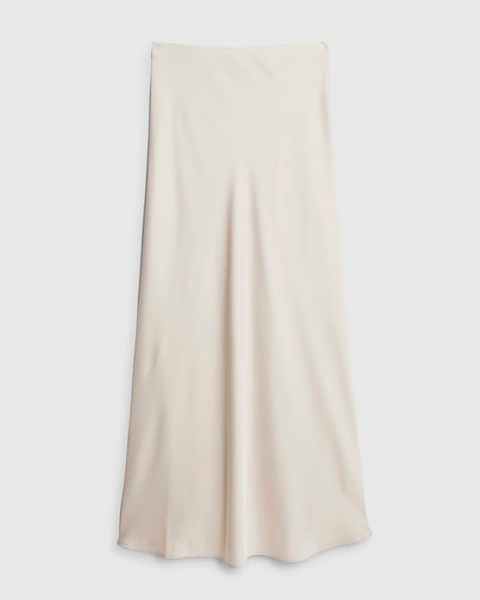 Cream Satin Maxi Skirt