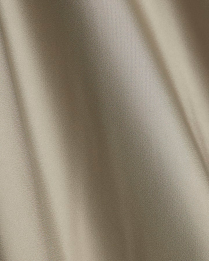 Khaki Satin Maxi Skirt