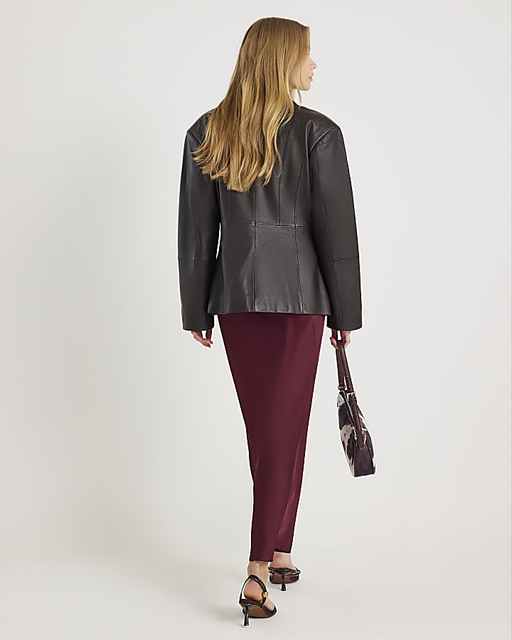 Burgundy Satin Maxi Skirt