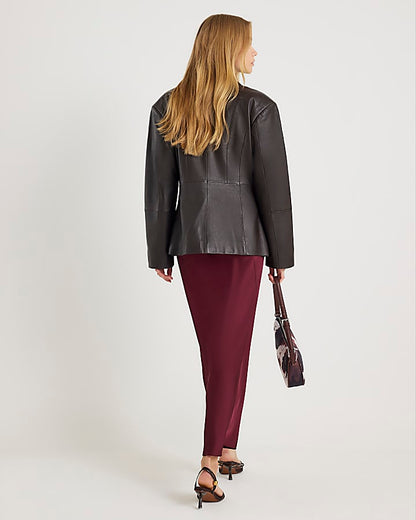 Burgundy Satin Maxi Skirt