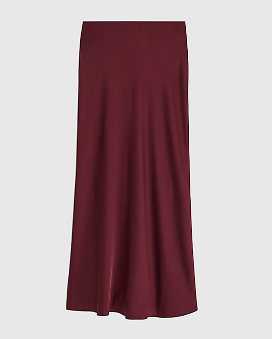Burgundy Satin Maxi Skirt