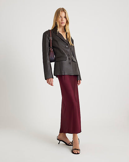 Burgundy Satin Maxi Skirt