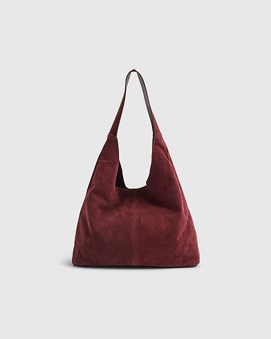 Red Suede Slouch Shopper Bag