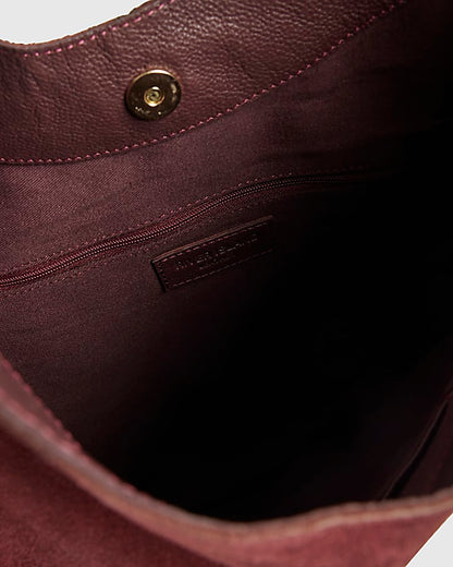 Red Suede Slouch Shopper Bag