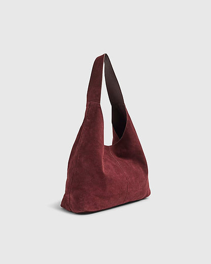 Red Suede Slouch Shopper Bag