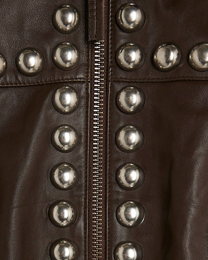 Brown Leather Studded Jacket