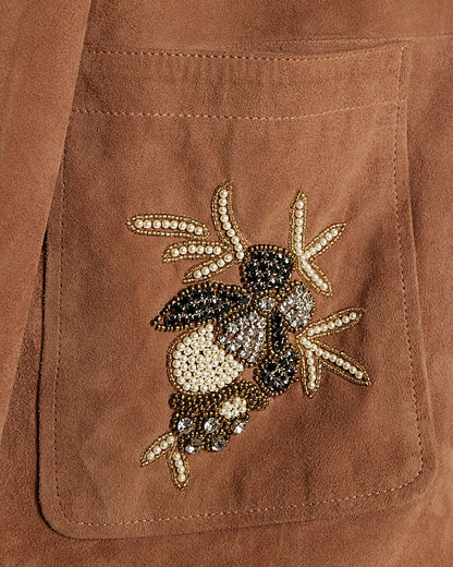 Pink Suede Embellished Blazer