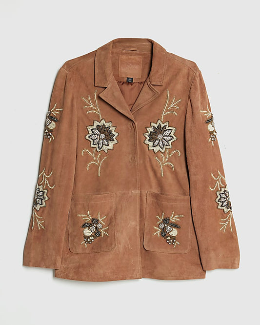 Pink Suede Embellished Blazer