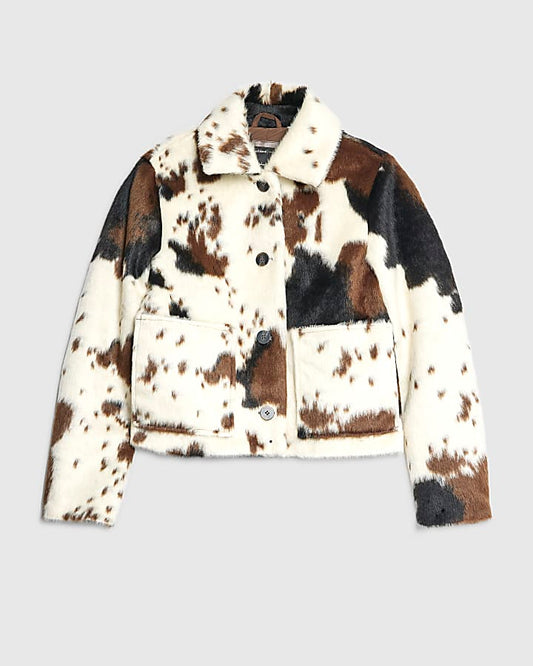 Cream Cow Print Jacket