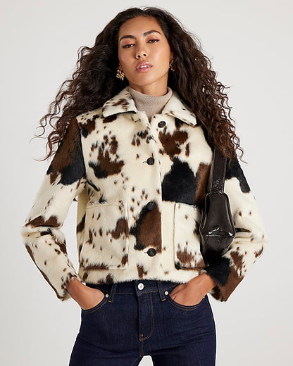 Cream Cow Print Jacket