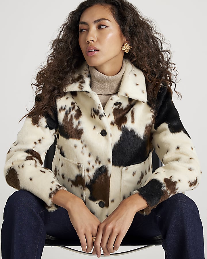Cream Cow Print Jacket