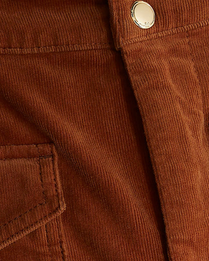 Orange Corduroy Relaxed Flared Trousers