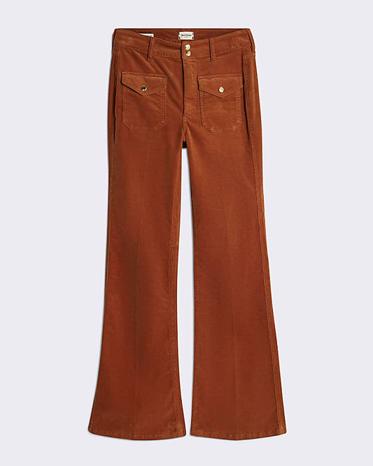 Orange Corduroy Relaxed Flared Trousers