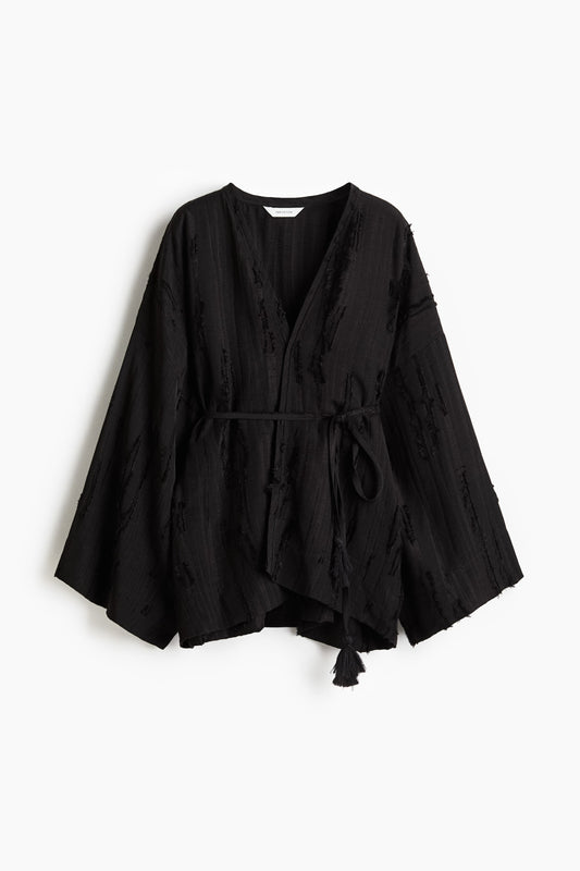 Frayed kaftan jacket