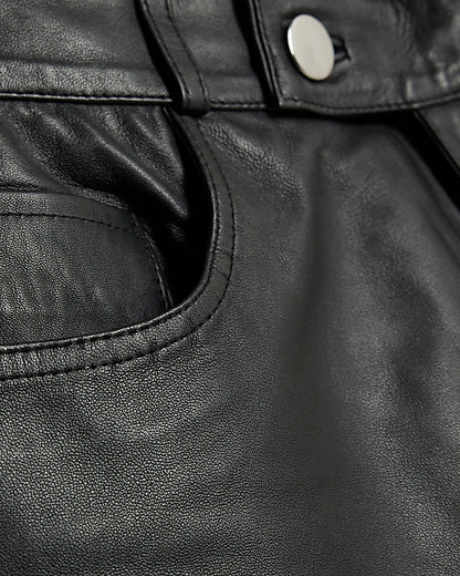 RI Studio Black leather straight leg trousers