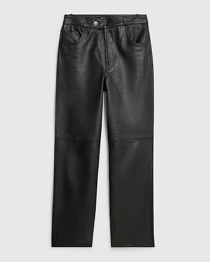 RI Studio Black leather straight leg trousers