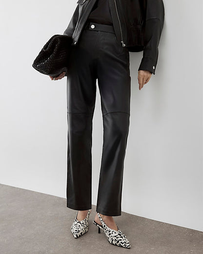 RI Studio Black leather straight leg trousers