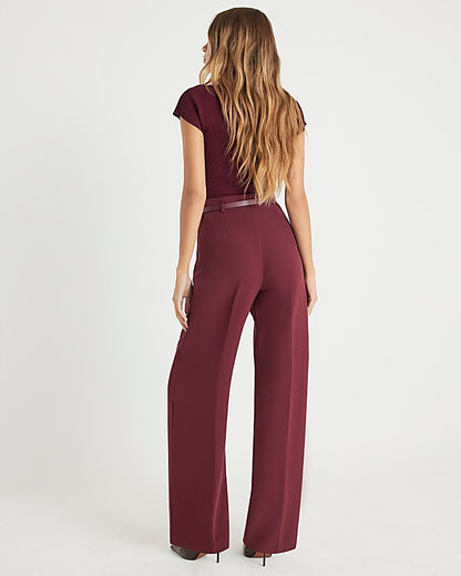 Red Belted Wide Leg Trousers | River Island
