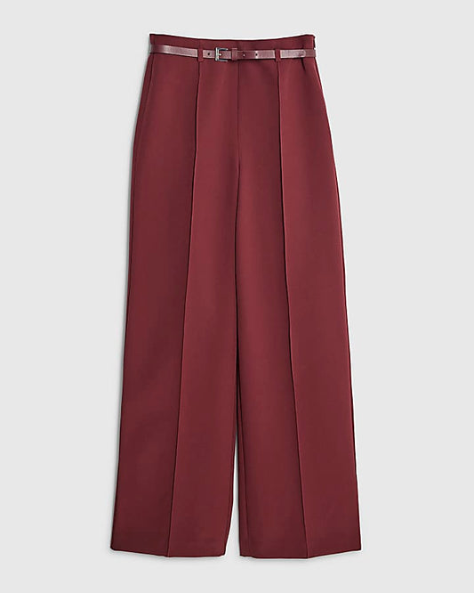 Red Belted Wide Leg Trousers | River Island