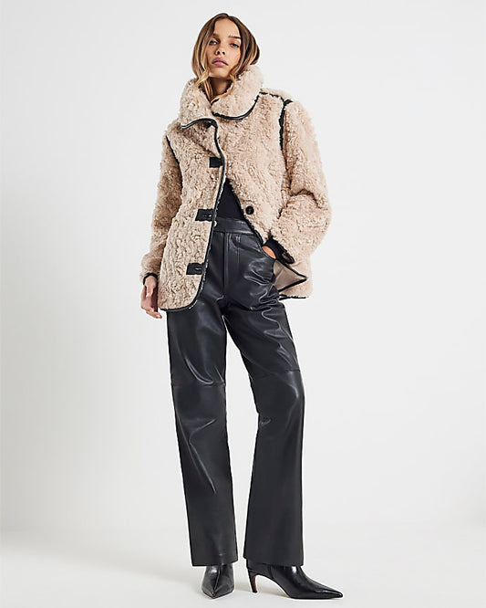 Cream Faux Fur Swing Coat