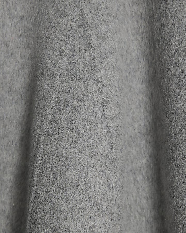 Grey Premium Wool Blend Midi Godet Skirt