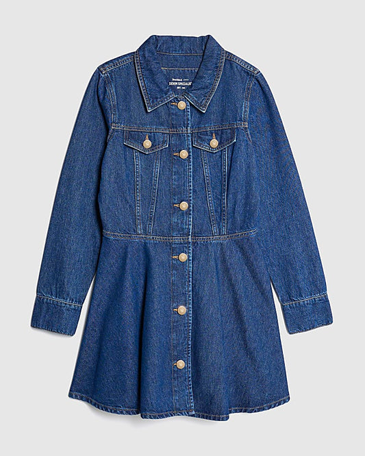 Blue Denim Long Sleeve Mini Dress