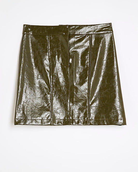 Green Faux Leather Mini Skirt