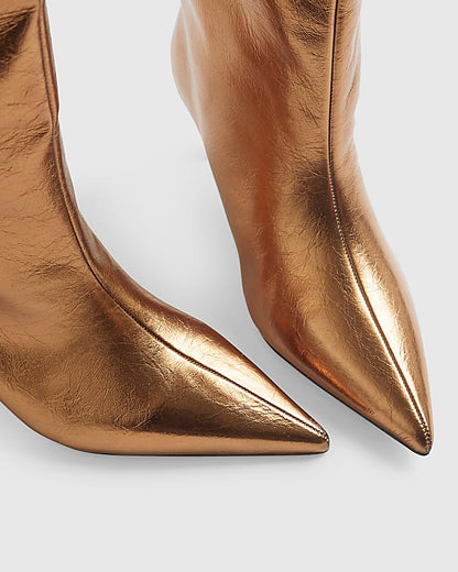 Bronze Straight High Leg Boots