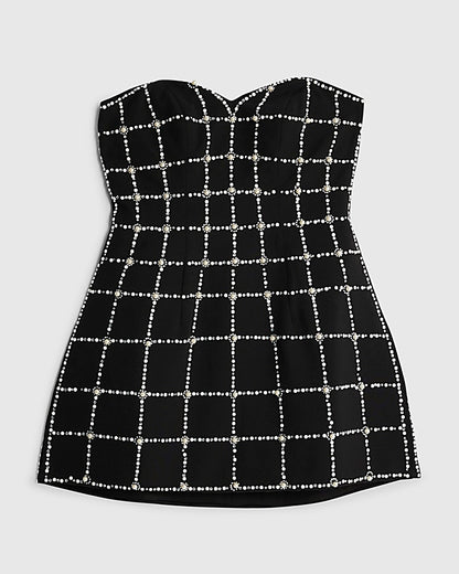 Black Pearl Embellished Mini Dress | River Island
