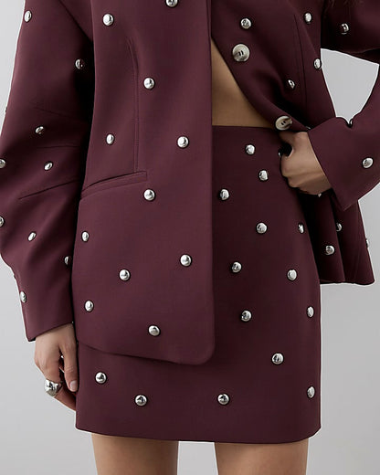 RI Studio Red Mini Studded skirt