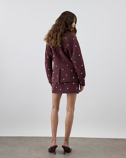 RI Studio Red Cocoon sleeve Studded Blazer